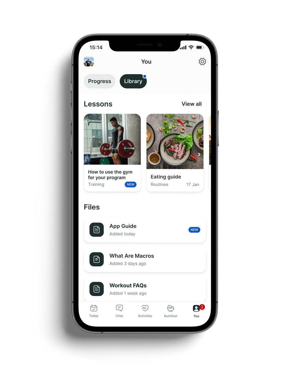 A mockup of the coaching app showcasing the different features.